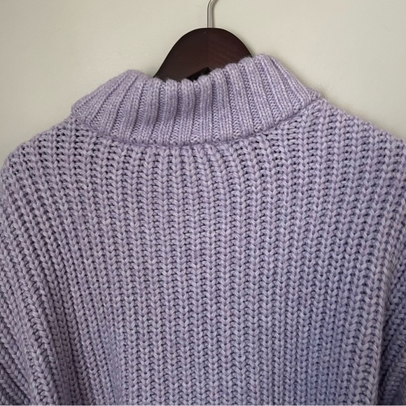 Divided H&M Sweater Lavender Purple Cable Knit Turtleneck casual comfy - Picture 8 of 13